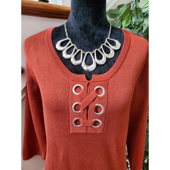 Inner Circle Women's Rayon Round Neck Long Sleeve Knee Length Dress Size X-Large - Picture 2 of 12